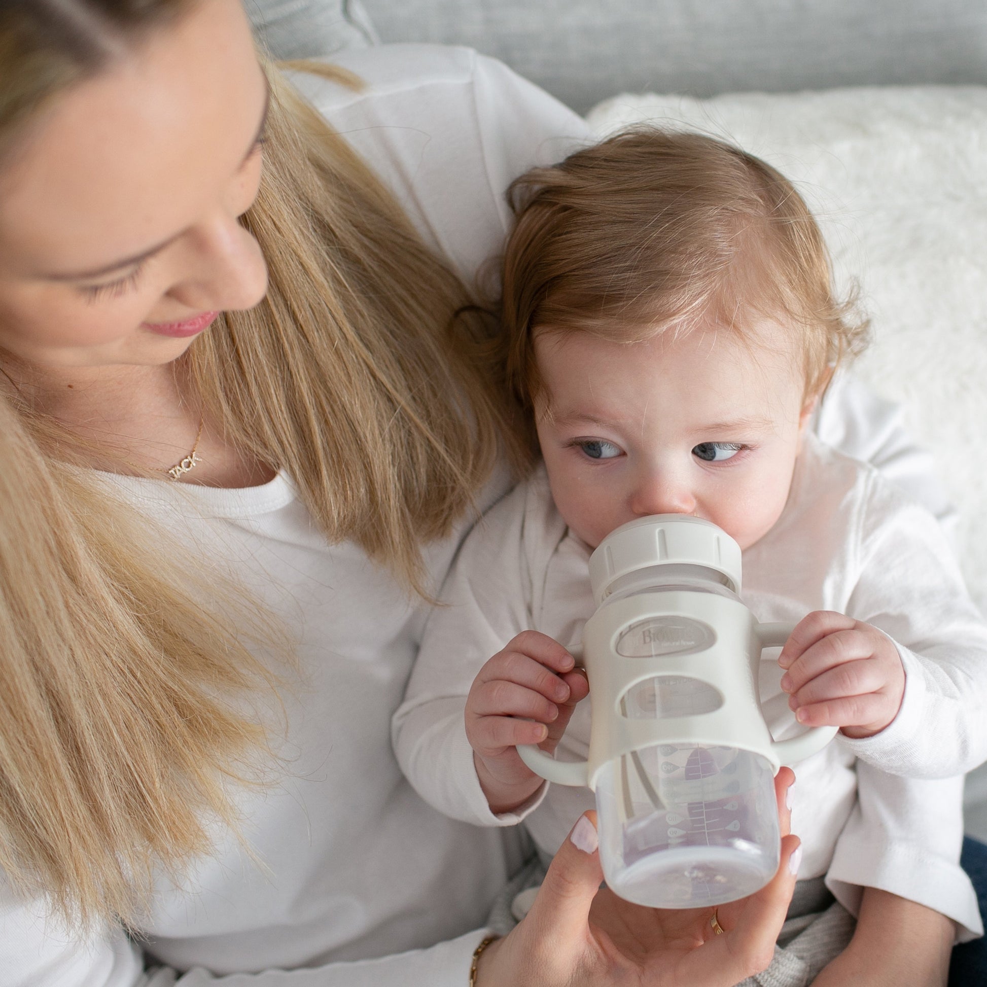 Dr. Brown's Milestones Wide-Neck Sippy Spout Bottle with Silicone Handles, 9 oz/270 mL