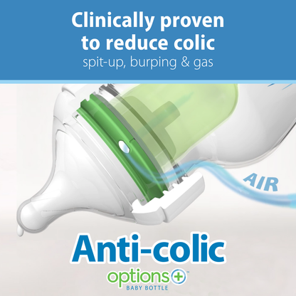 Dr. Brown's Natural Flow Anti-Colic Options+ Wide-Neck Glass Baby Bottle, with Level 1 Slow Flow Nipple